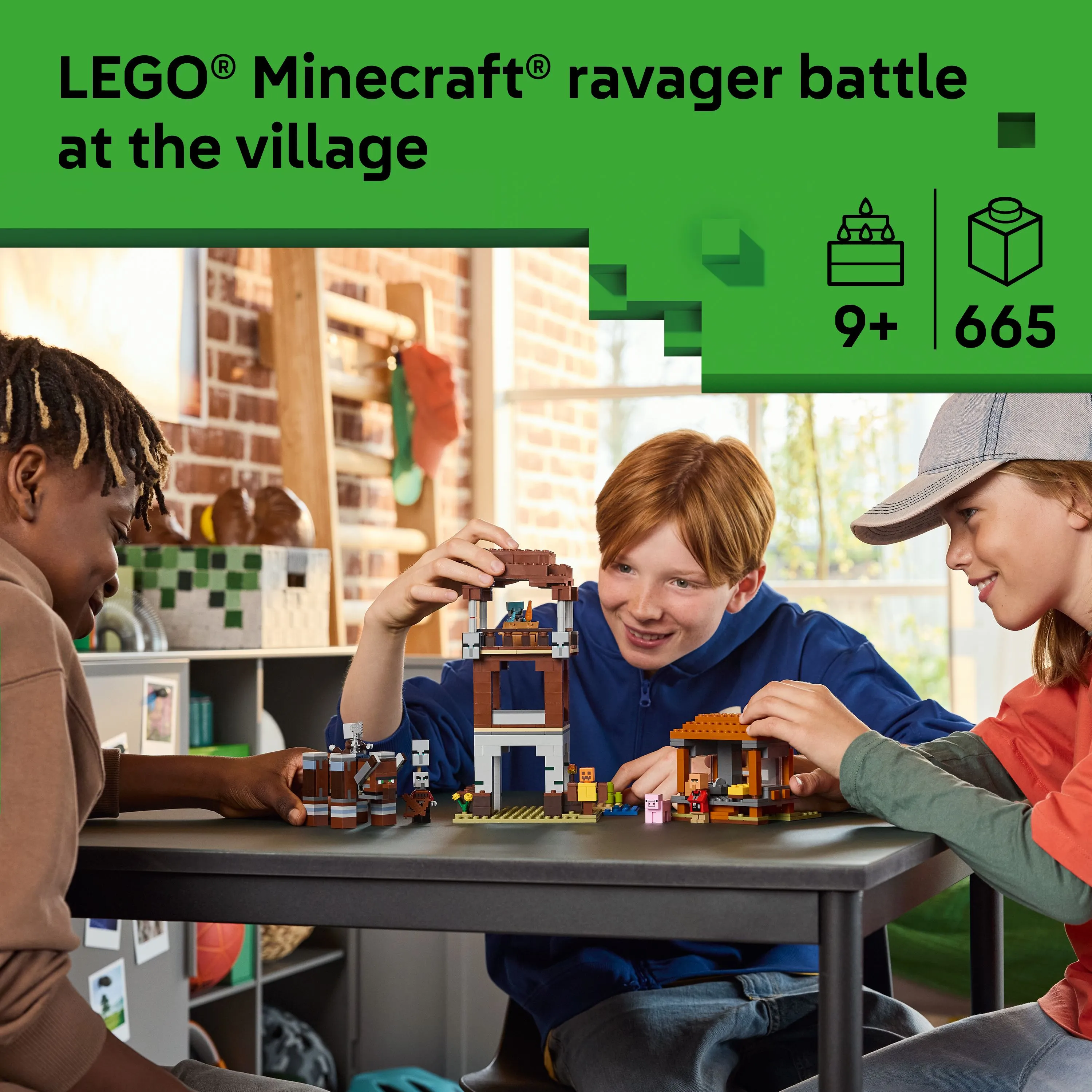 LEGO Minecraft Ravager F&ouml;rsvarsutpost och Purifier Savannmonster 21278