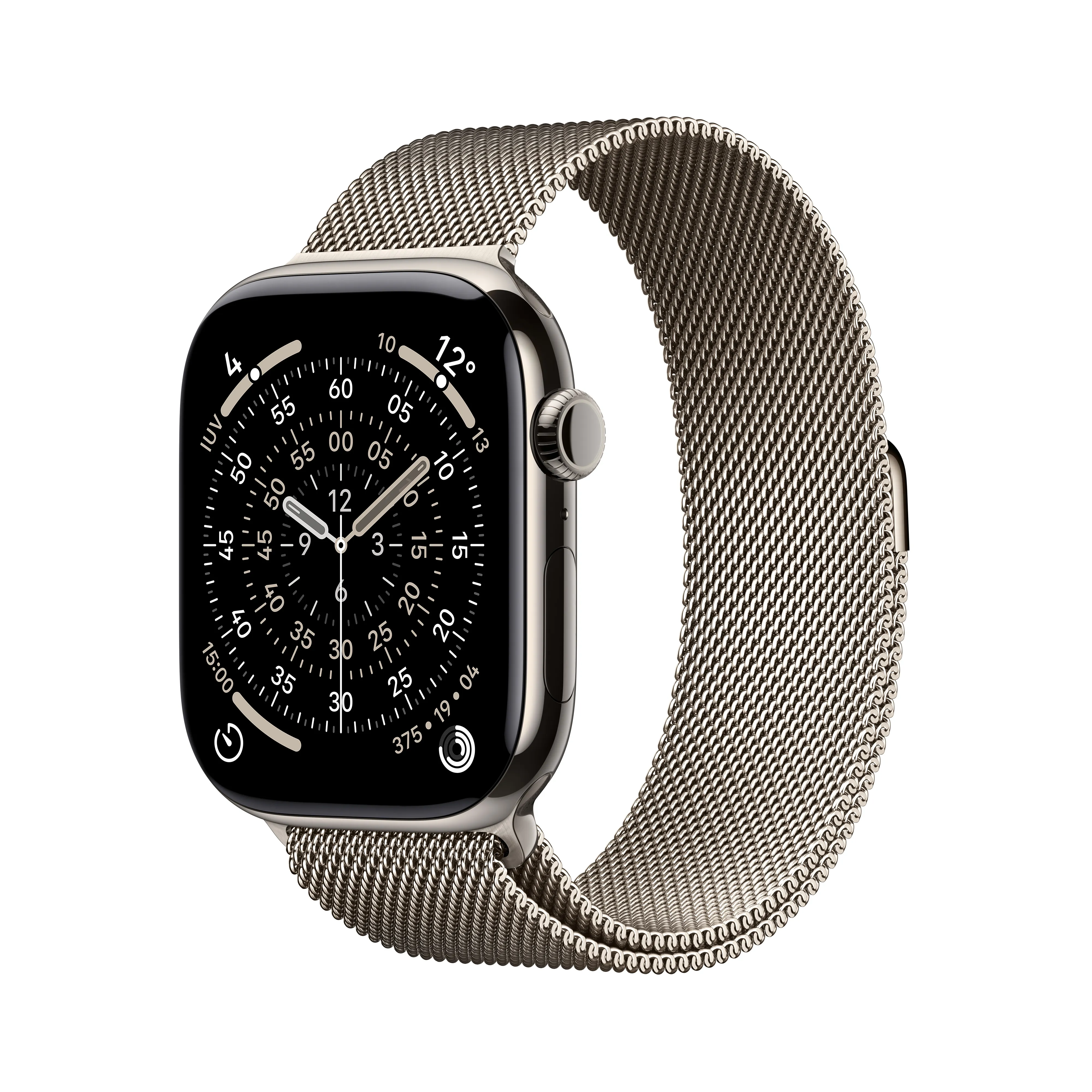 Apple Watch Series 11 (GPS + Cellular) 46 mm naturlig titanboett med milanesisk loop, M/L