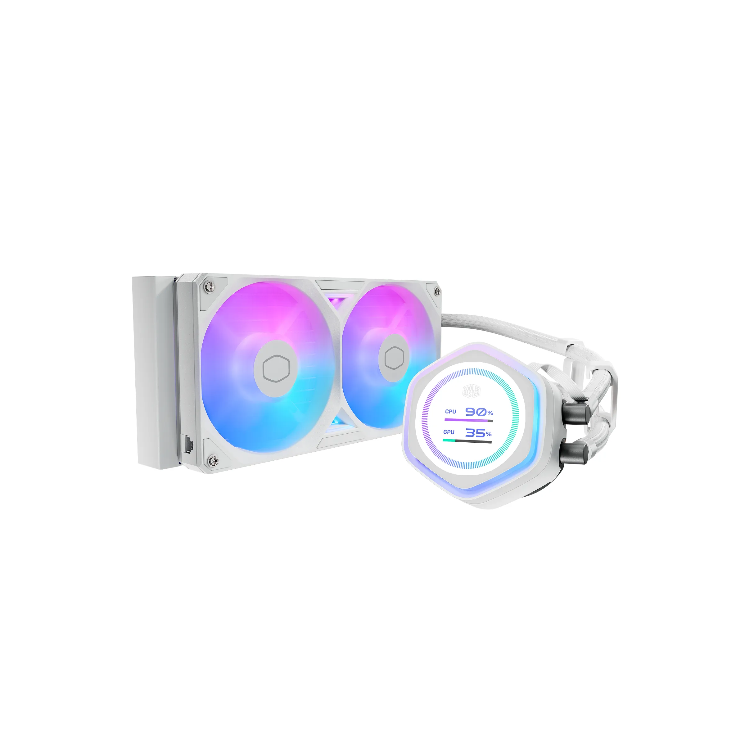 Cooler Master MasterLiquid Atmos II LCD 240mm ARGB Liquid Cooler, White