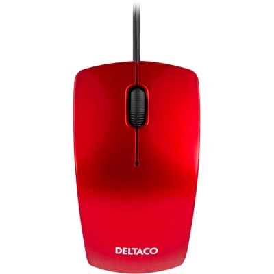 DELTACO optinen minihiiri, 800 DPI, 1,5m, USB, punainen