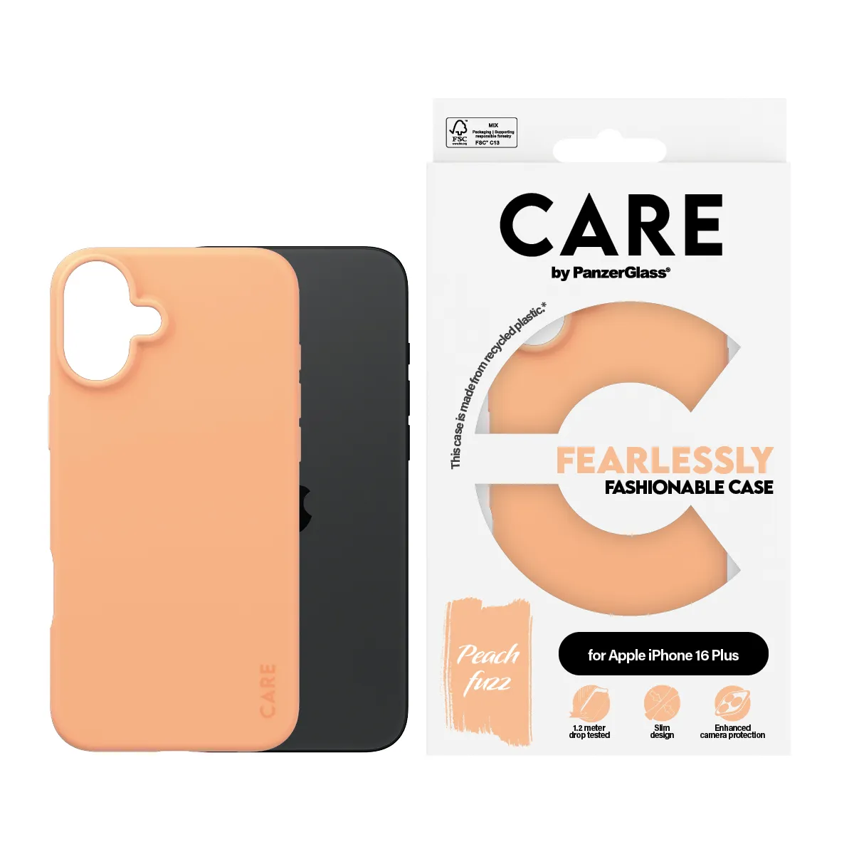 Care by PanzerGlass iPhone 16 Plus Fashionable Case, Peachy