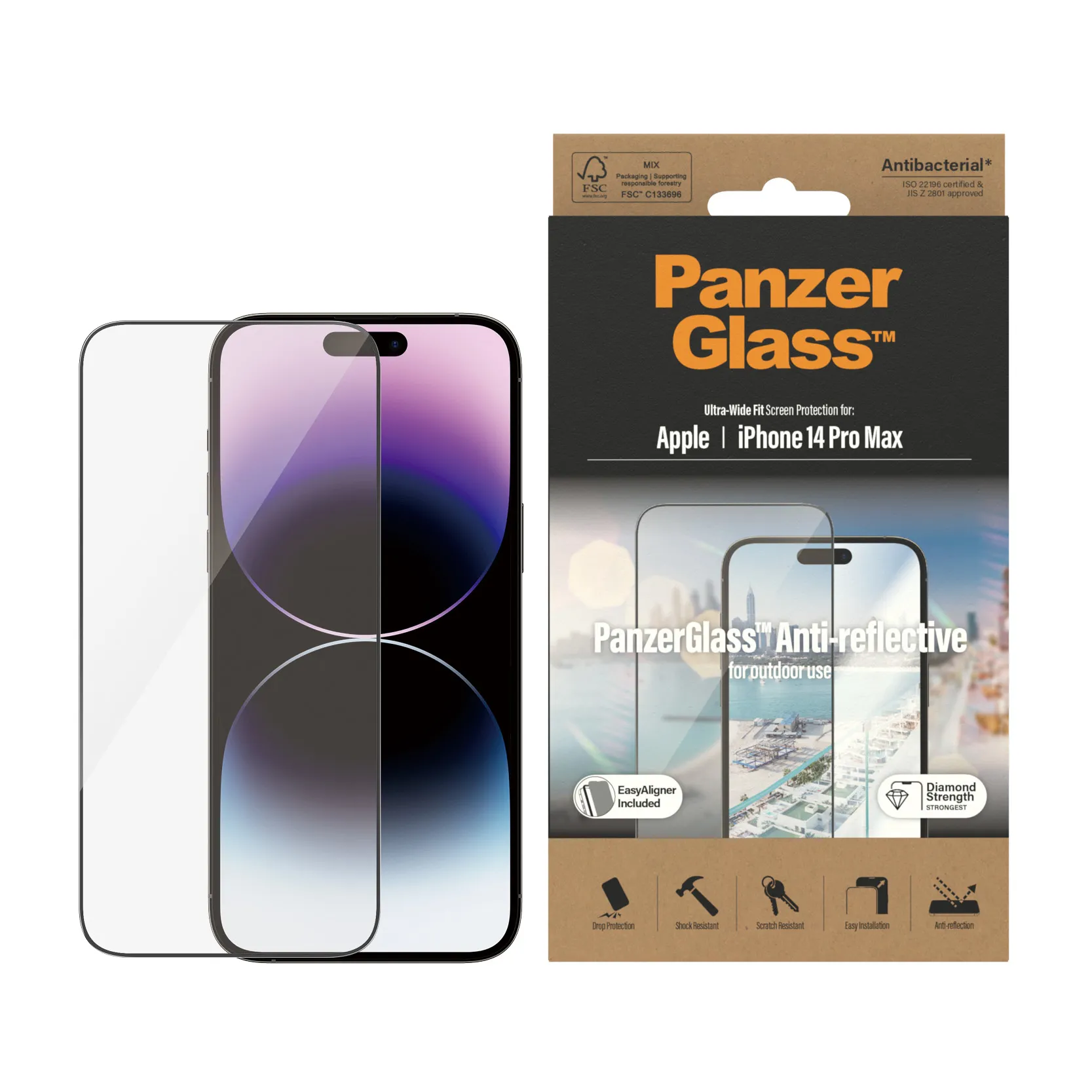 PanzerGlass Ultra-Wide Fit, Anti-Reflective, iPhone 14 Pro Max -lasikalvo