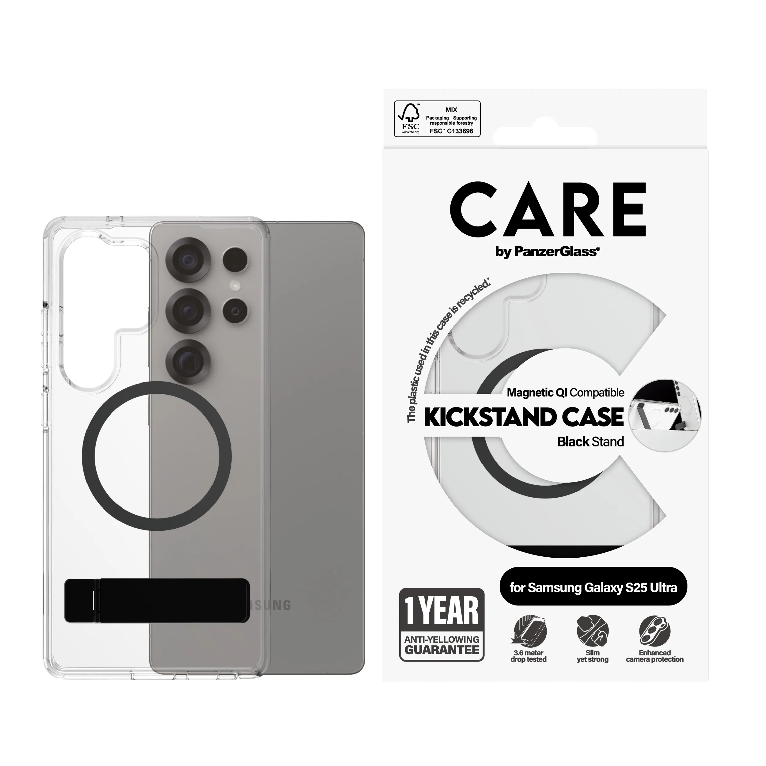 PanzerGlass CARE Case for Galaxy S25 Ultra, Clear