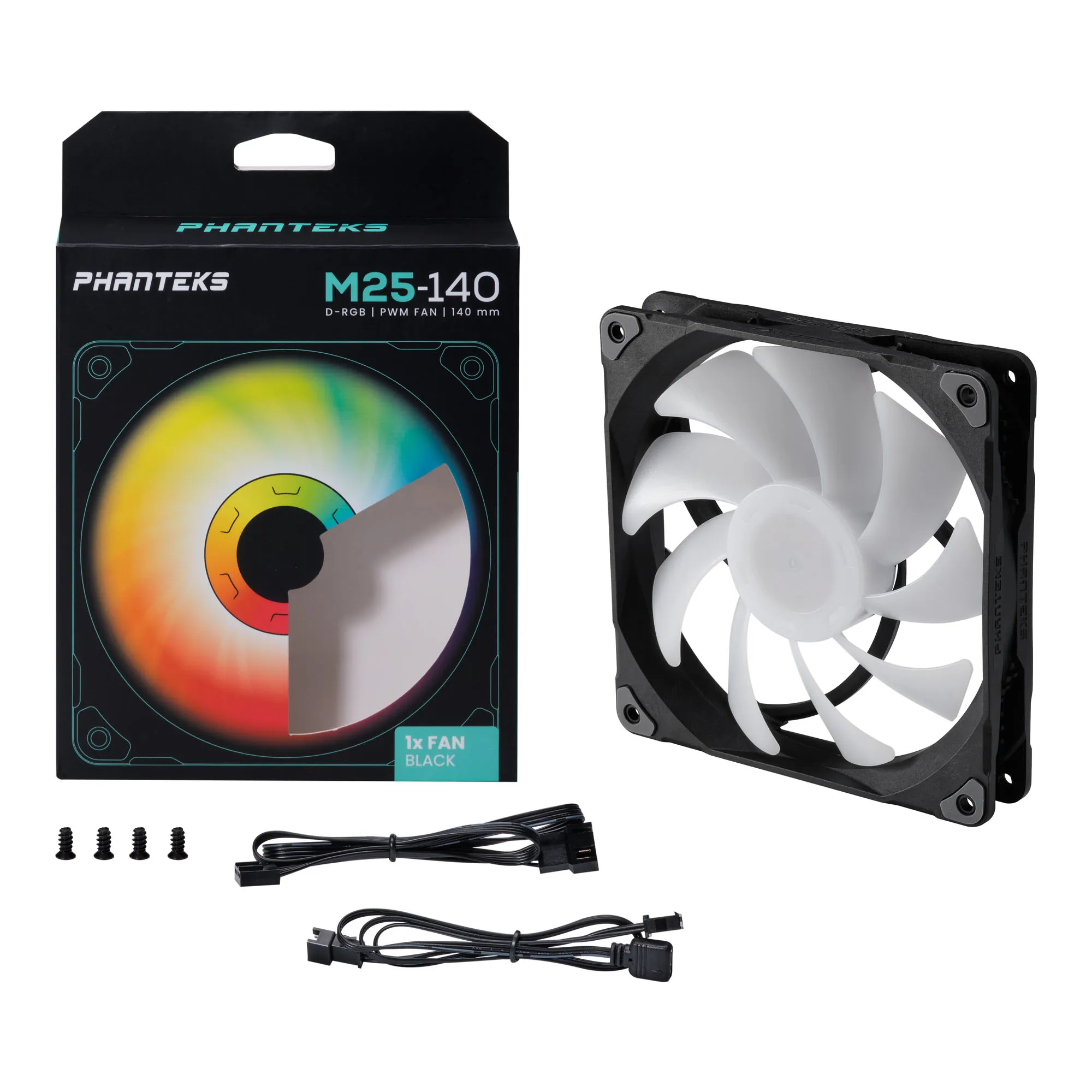 Phanteks M25, PWM, DRGB, 140mm - case fan, black, 3pcs