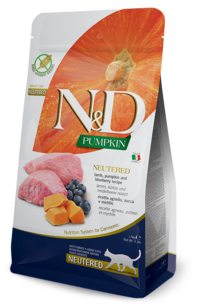Farmina N&D Pumpkin Lamb and Blueberry Neutered, Dry food for cats, Adult, 1.5kg