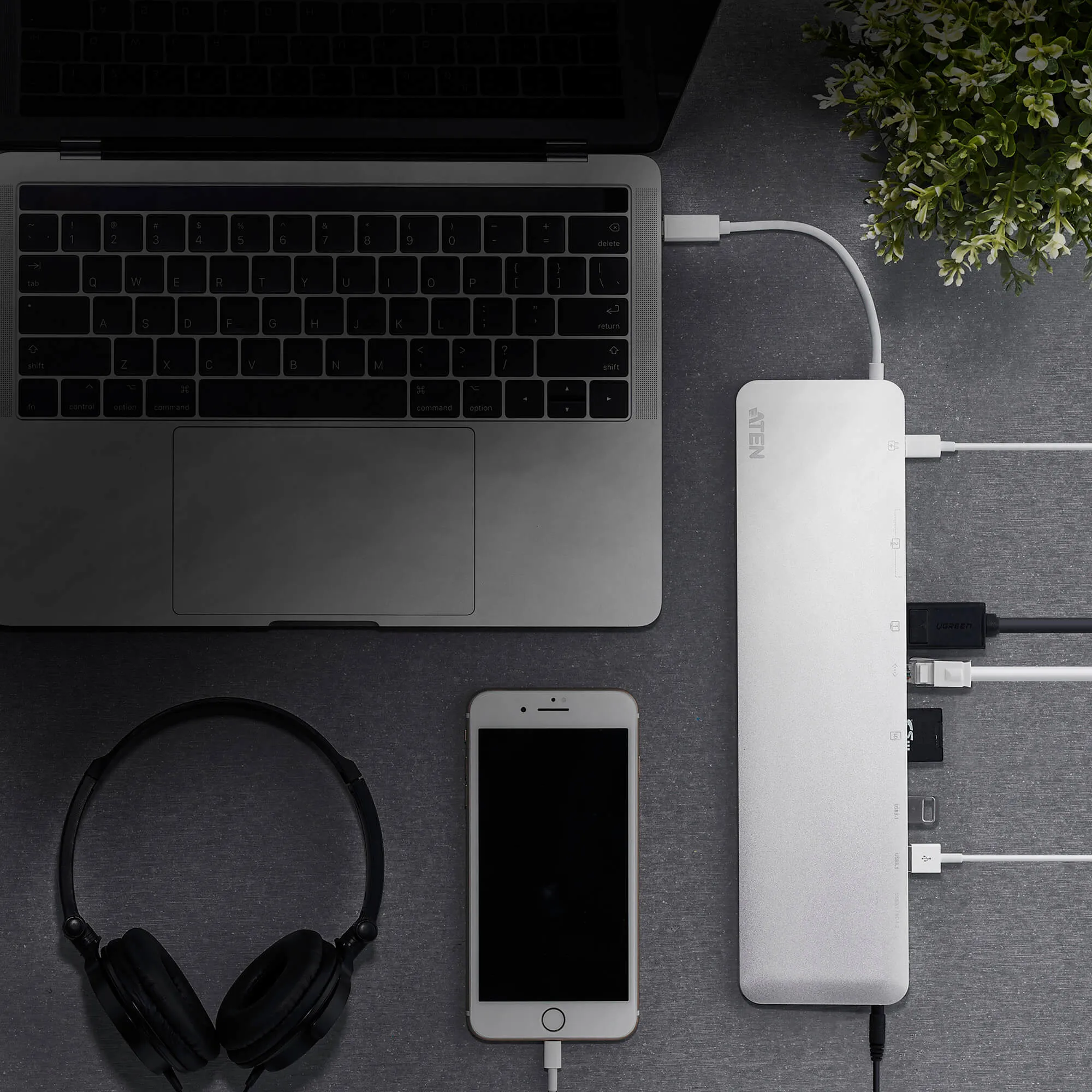 ATEN USB-C Multiport Dock with Power Pass-Through