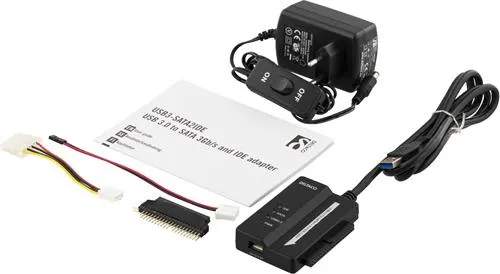 DELTACO USB 3.0 till SATA och IDE, 2,5&quot;/3,5&quot;, adapterkabel med n&auml;tdel