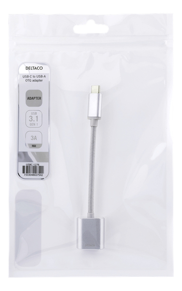 Deltaco USB-C – USB-A 3.1 Gen 1 -adapteri, hopea