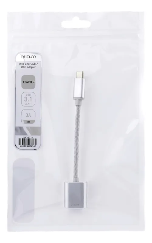 Deltaco USB-C – USB-A 3.1 Gen 1 -adapteri, hopea