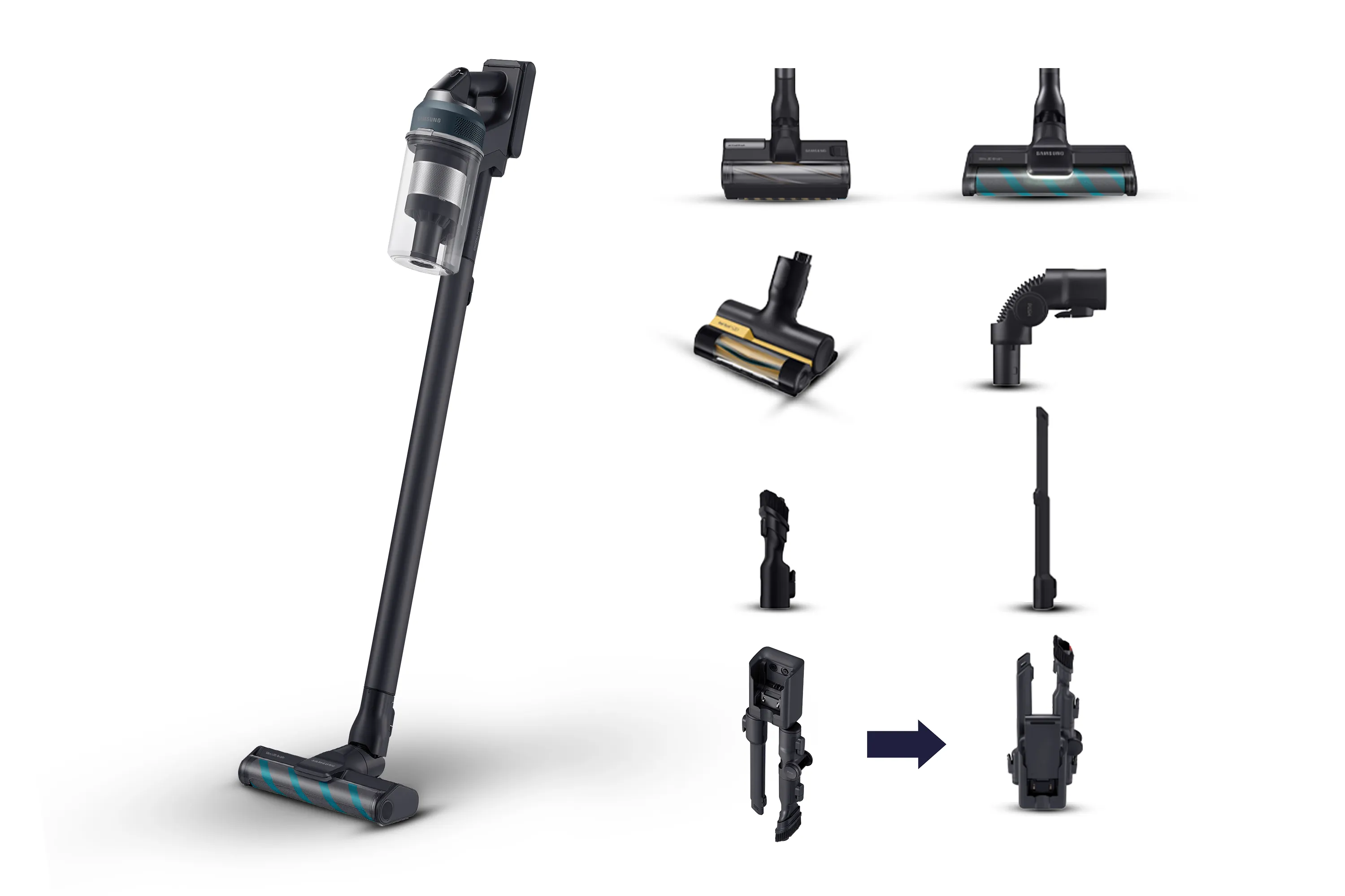 Samsung Jet 85 Complete VS20C8524TB/WA 0.8 L 2.2 Ah 580 W 210 AW bagless 2-in-1 Stick vacuum cleaner, Black/Blue