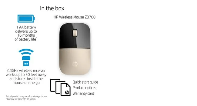HP Z3700 Gold Wireless Mouse