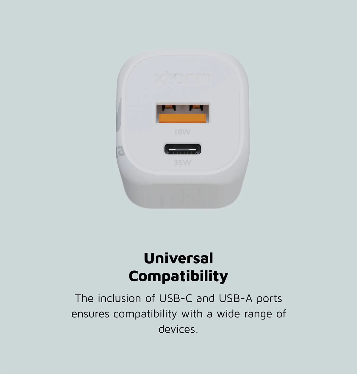 Xtorm 35W GaN2 Ultra Kotilaturi USB-C PD/USB-A -laturi, Valkoinen