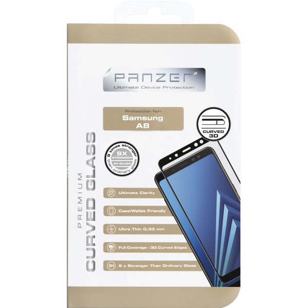 Panzer Samsung Galaxy A8 2018, Curved Glass, Black