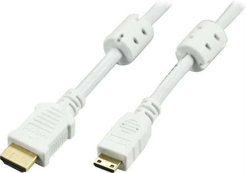 Deltaco HDMI &ndash; mini-HDMI 1.4 -kaapeli, 2 m, Valkoinen