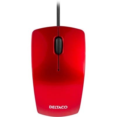 DELTACO optinen minihiiri, 800 DPI, 1,5m, USB, punainen