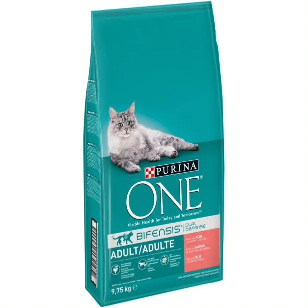 Purina One Salmon &amp; Whole Grain Cereals, Dry food for cats, Adult, 9.75kg