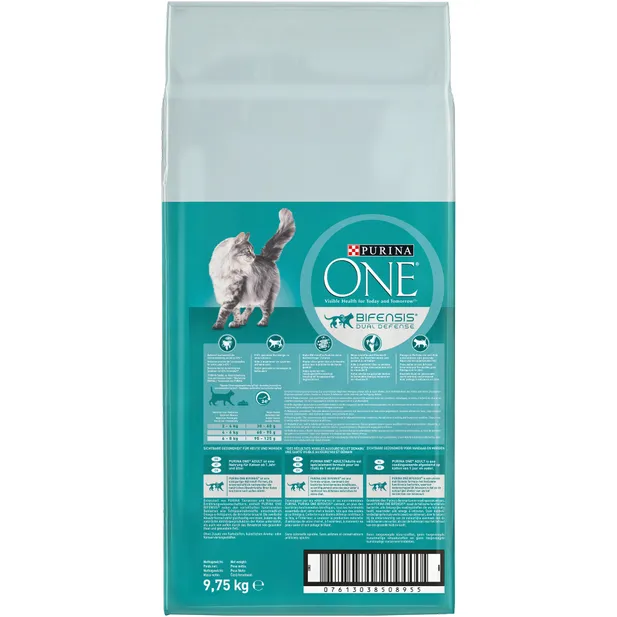 Purina One Salmon &amp; Whole Grain Cereals, Dry food for cats, Adult, 9.75kg