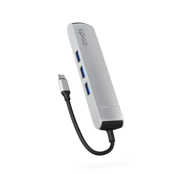 Epico 6in1 Slim Hub 8K USB-C - hubb, silver
