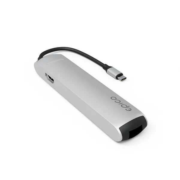 Epico 6in1 Slim Hub 8K USB-C - hubb, silver