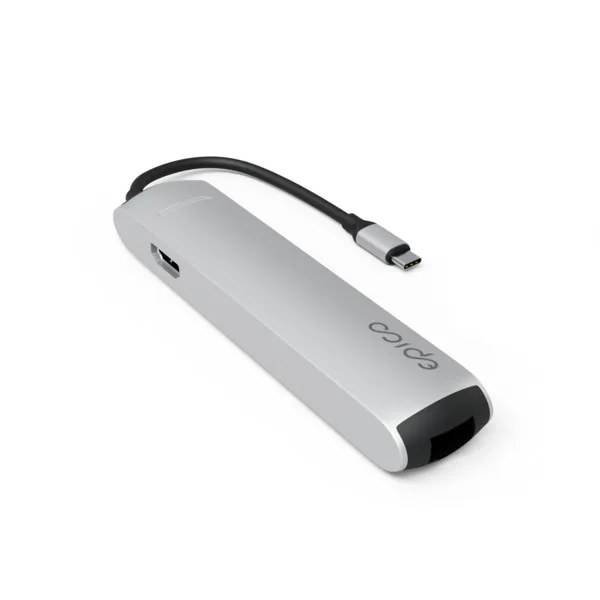 Epico 6in1 Slim Hub 8K USB-C - hubb, silver