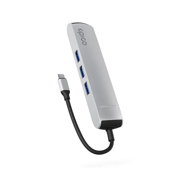Epico 6in1 Slim Hub 8K USB-C - hubb, silver