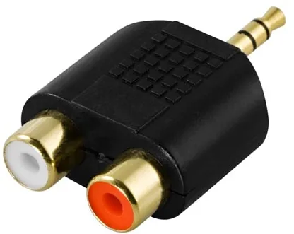 DELTACO multimedia-adapter, 2xRCA ho till 3,5mm ha, guldpläterad