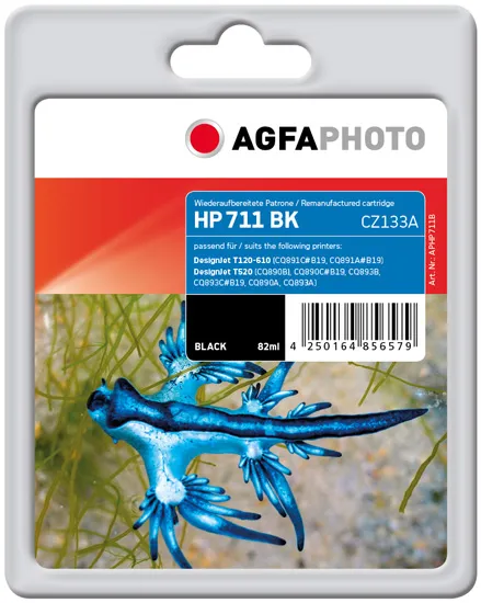 AgfaPhoto APHP711B -mustekasetti, 82 ml, musta