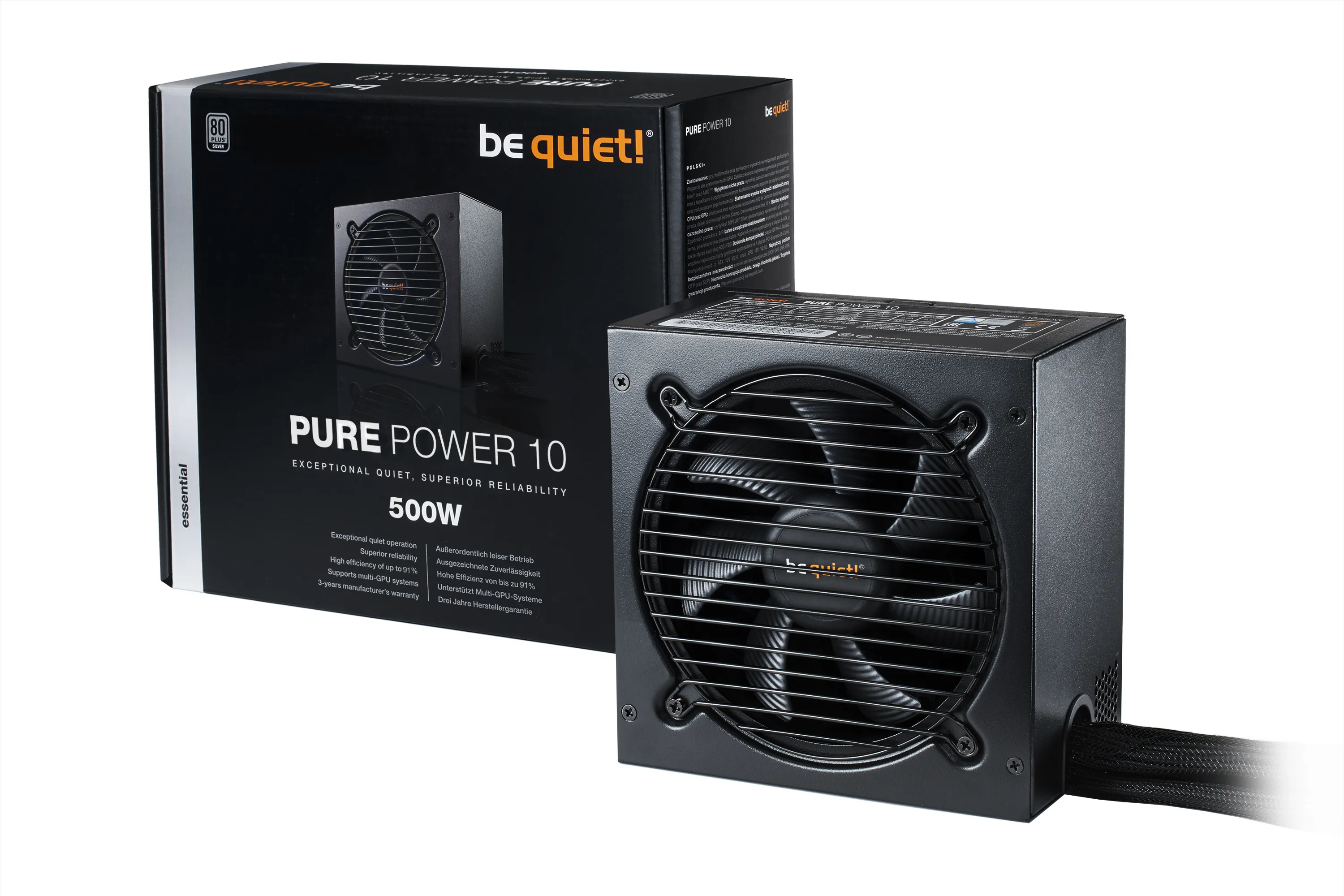 be quiet! Pure Power 10 500W -virtal&auml;hde, 80 Plus Silver