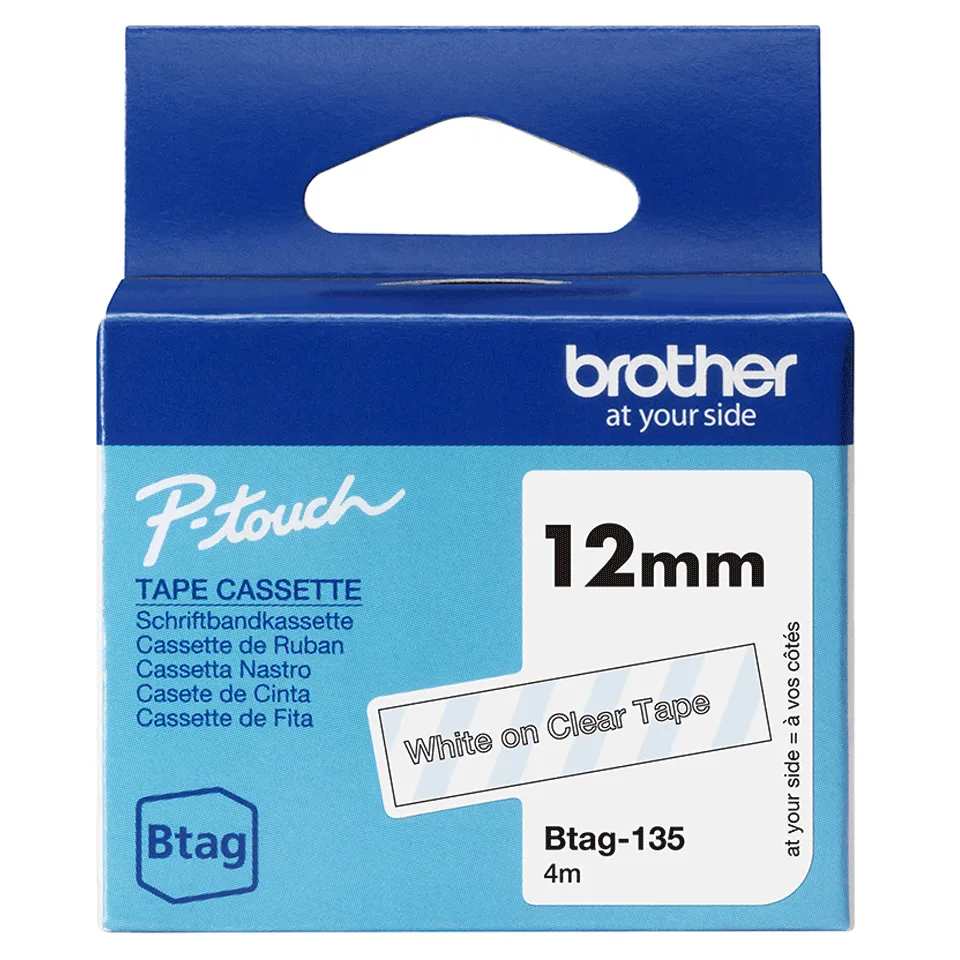 BTAG-135 12mm White on clear tape