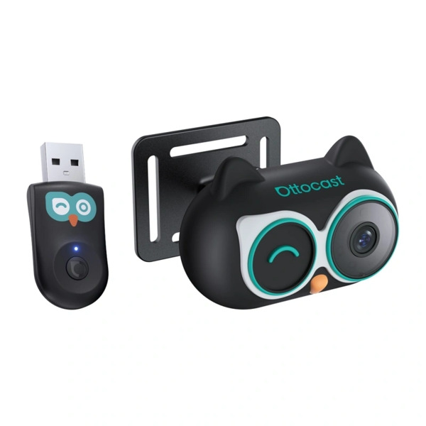 OTTOCAST Cabin Care CA520-T200 Wireless CarPlay Adapter with Rear-Seat Camera, Black