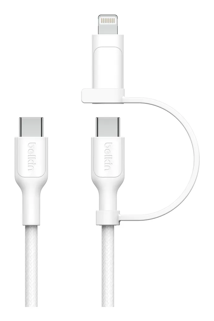 Belkin BoostCharge Pro 2-in-1 USB-C and Lightning cable, 1.5 m, White