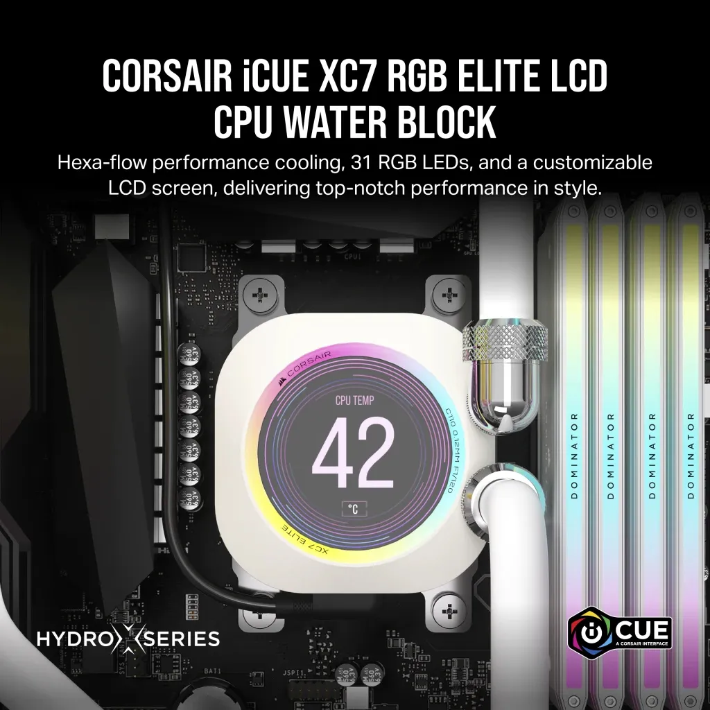CORSAIR iCUE XC7 RGB ELITE LCD, CPU Water Block, White