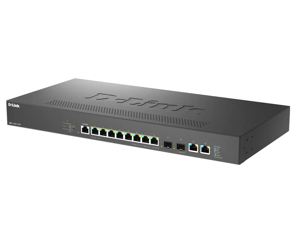 D-Link DMS-1250-12TP/E - Hanterbar switch, Svart
