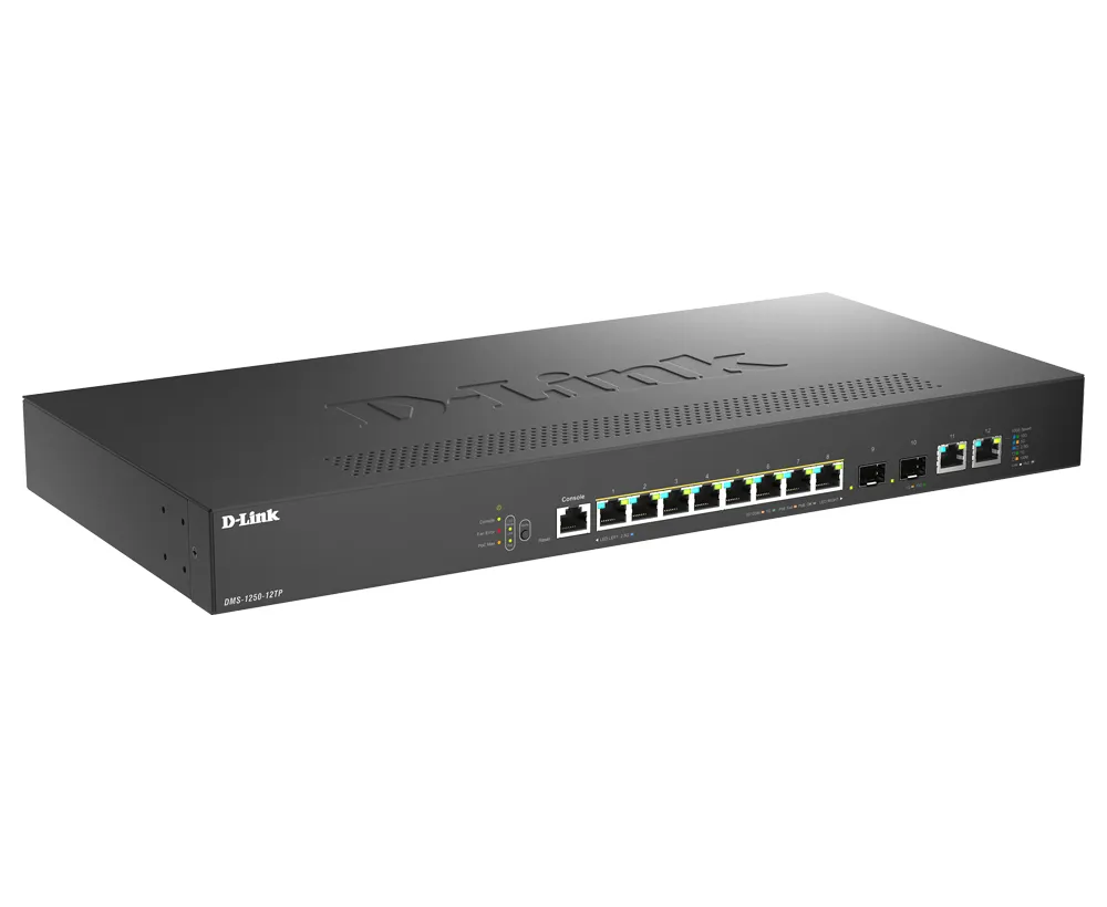 D-Link DMS-1250-12TP/E - Hanterbar switch, Svart