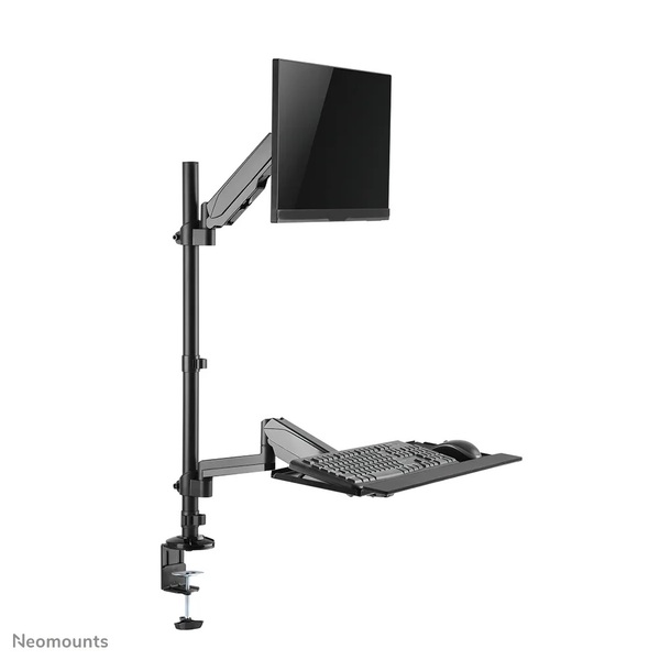 Neomounts desk mounted sit-stand workstation Screen Keyboard &amp; Mouse