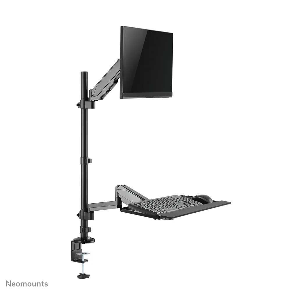 Neomounts desk mounted sit-stand workstation Screen Keyboard &amp; Mouse