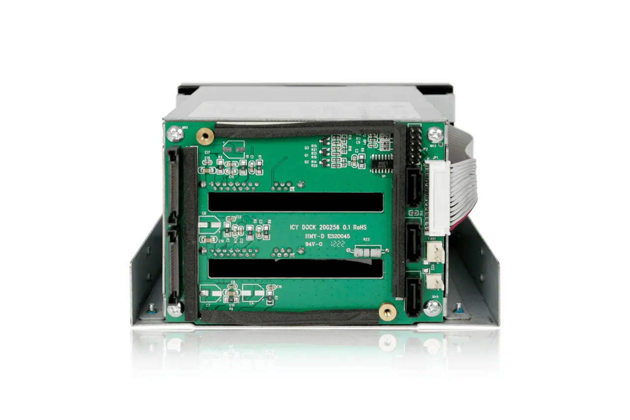 ICY DOCK 3x 2.5"/3.5" SATA in 2x 5.25" bay backplane cage 80mm fan met