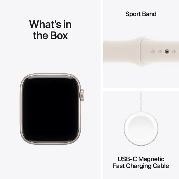 Apple Watch SE 3 (GPS + Cellular) 44mm Starlight Aluminium Case with Sport Band, M/L