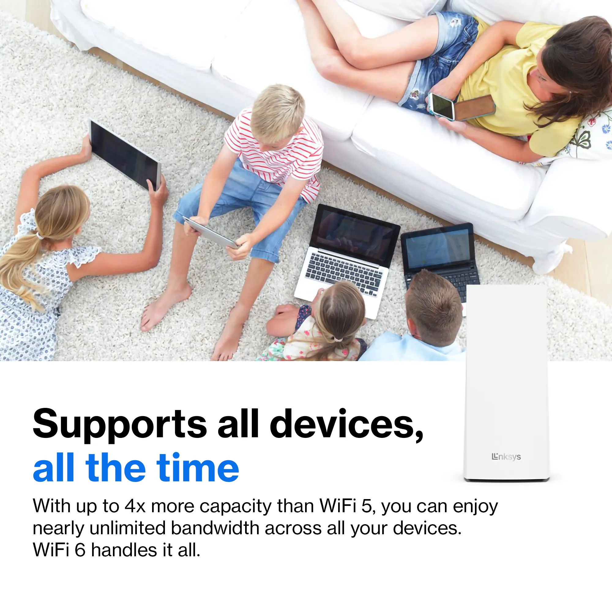 Linksys Velop, AX4200, Tri-band, Wi-Fi 6 - Mesh system, 2-pack