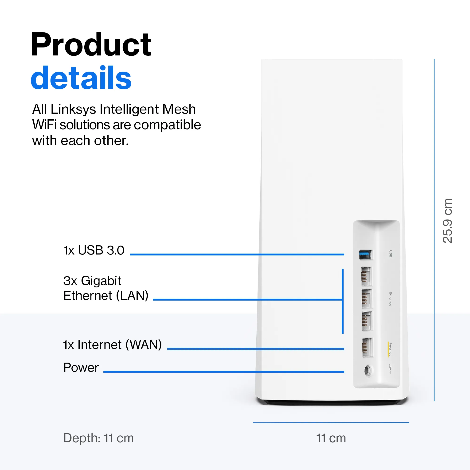 Linksys Velop, AX4200, Tri-band, Wi-Fi 6 - Mesh system, 2-pack