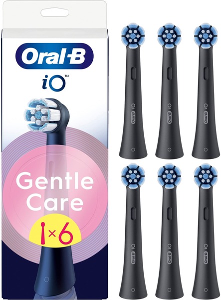Oral-B iO Gentle Care 6 kpl -vaihtoharjasp&auml;&auml;t, Musta