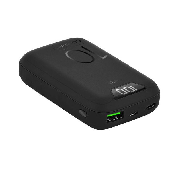 Power Bank 10.000mAh Display USB-A+USB-C 15W Black