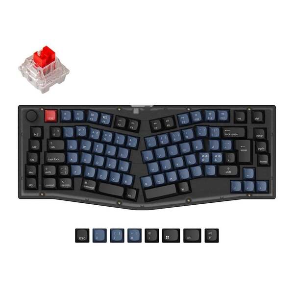 Keychron V10 75% Alice QMK mekaniskt ergonomiskt speltangentbord, Keychron K Pro Brown, Frosted Black