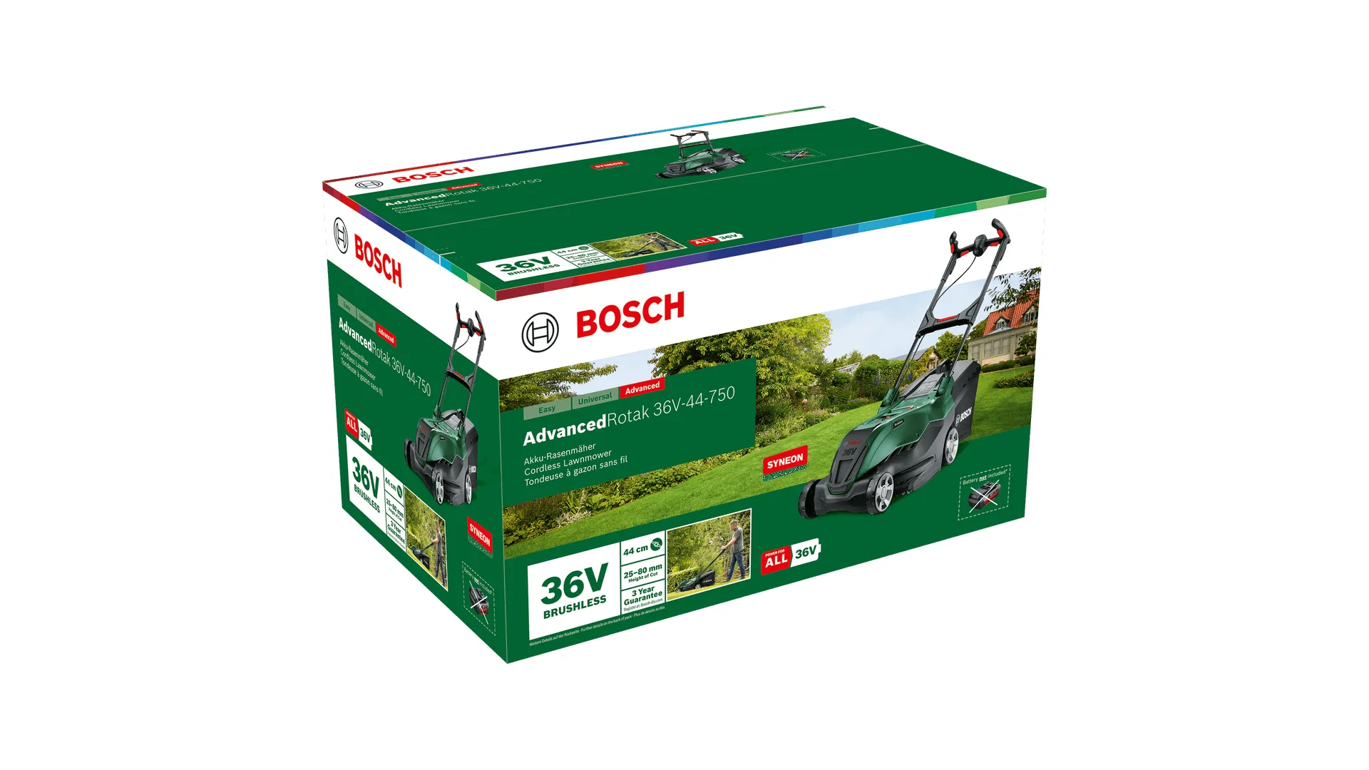Bosch AdvancedRotak 36V-44-750 batteridriven gr&auml;sklippare, 50 liter, gr&ouml;n (Solo)