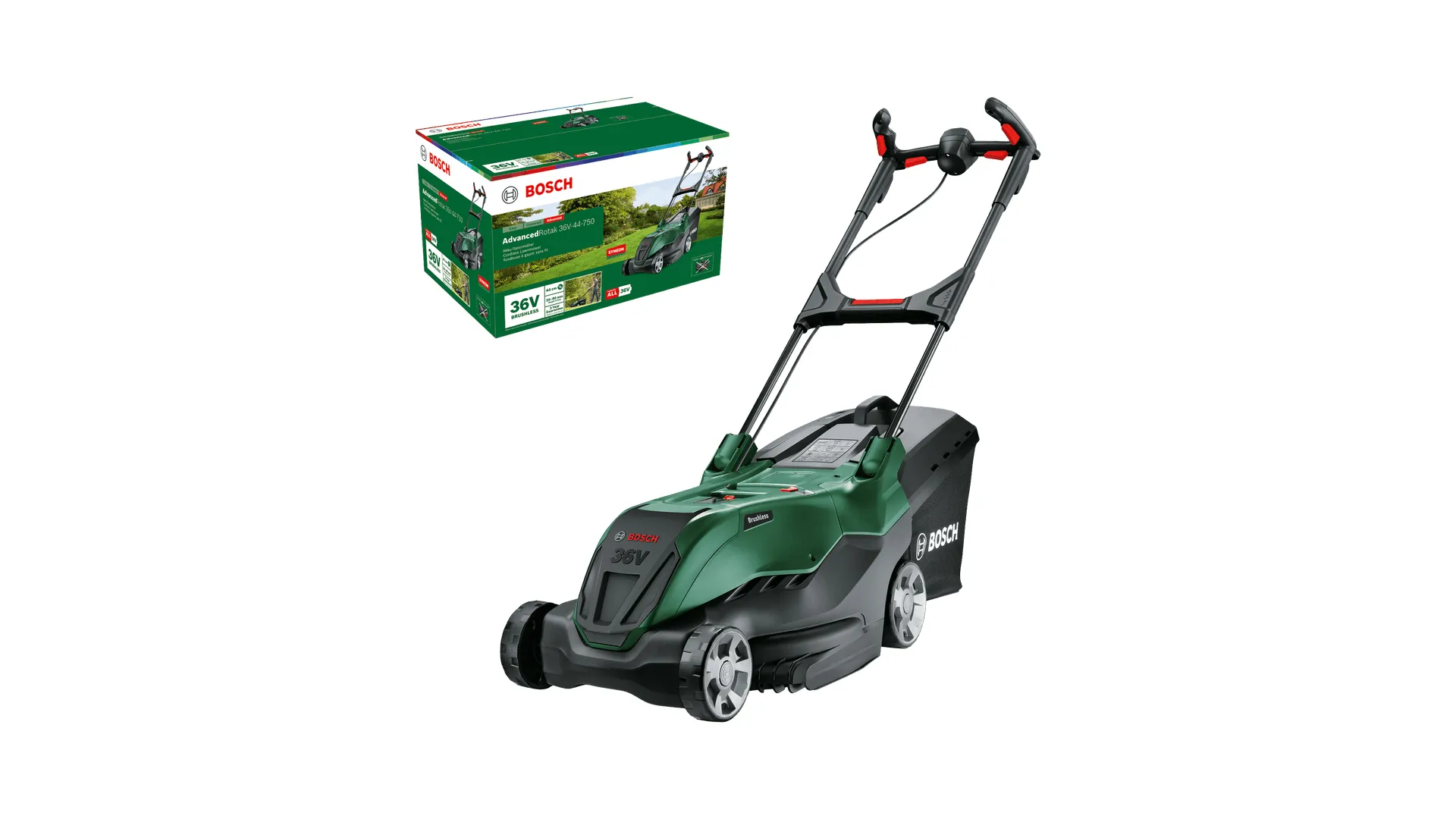 Bosch AdvancedRotak 36V-44-750 batteridriven gr&auml;sklippare, 50 liter, gr&ouml;n (Solo)