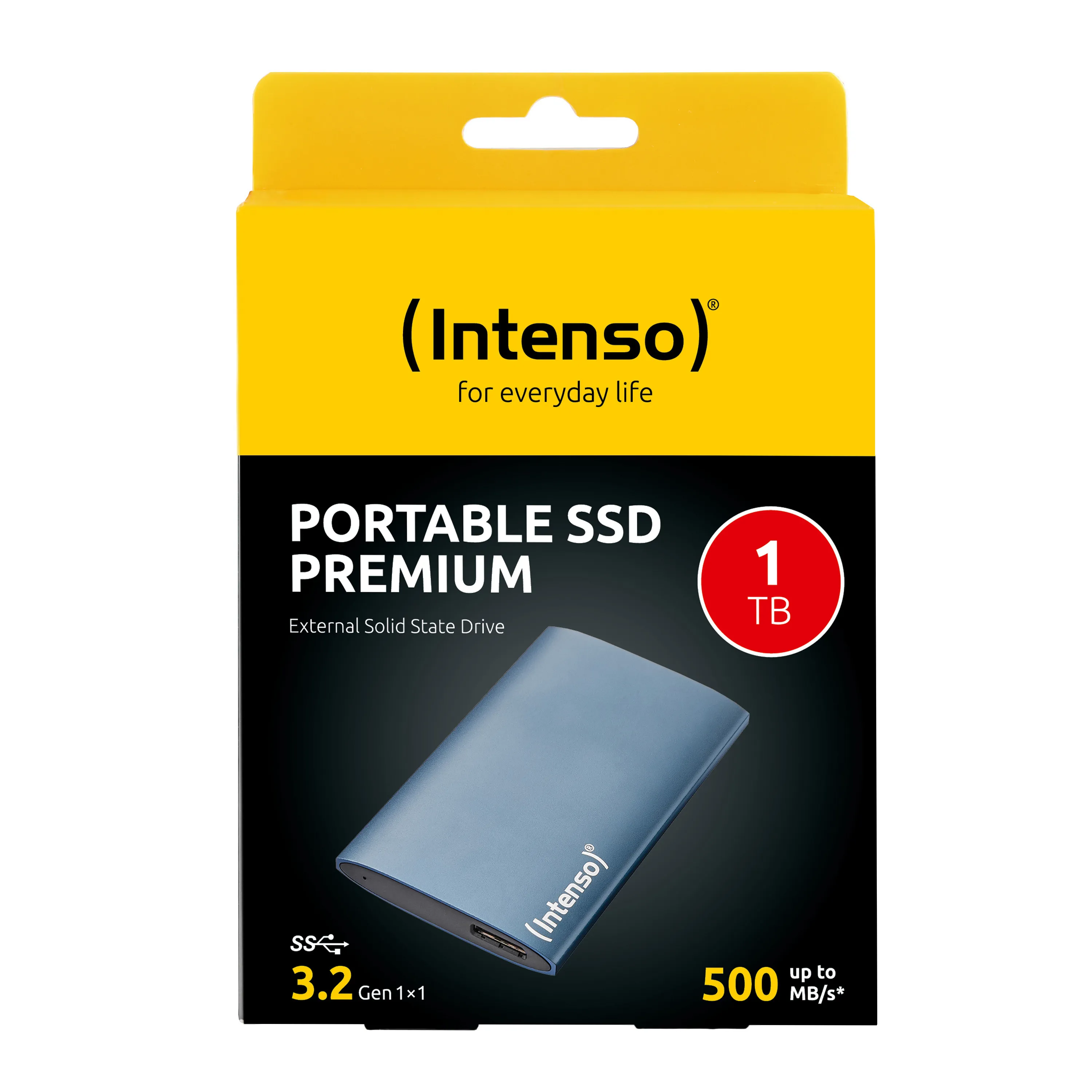 Intenso 1TB External SSD with USB 3.2 Gen 1, Shock Resistant, Blue