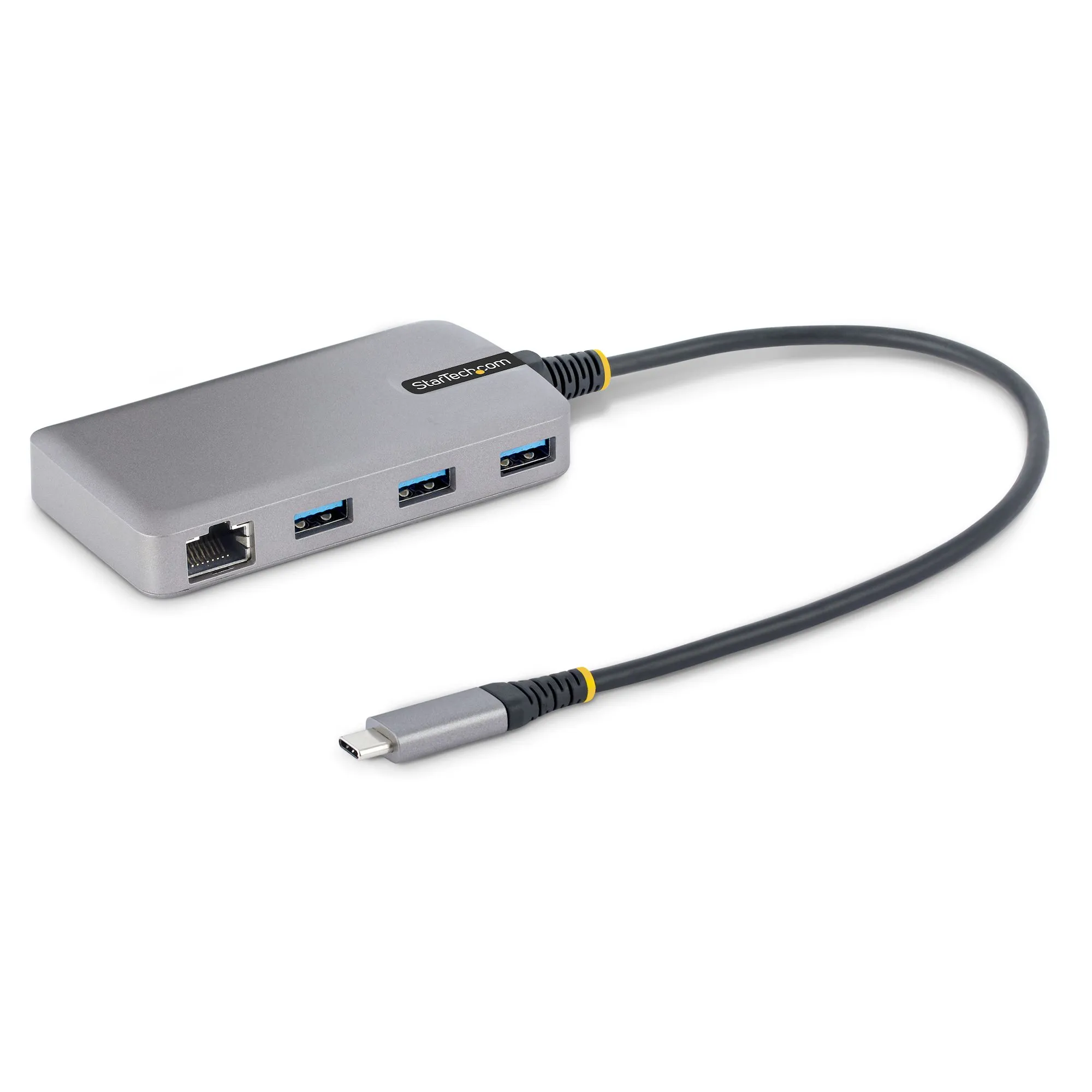 STARTECH.COM 3-Port USB-C Hub with Ethernet 3x USB-A Ports GbE 5Gbps Bus-Powered 1ft/30cm Cable Portable USB Type-C Expansion Hub