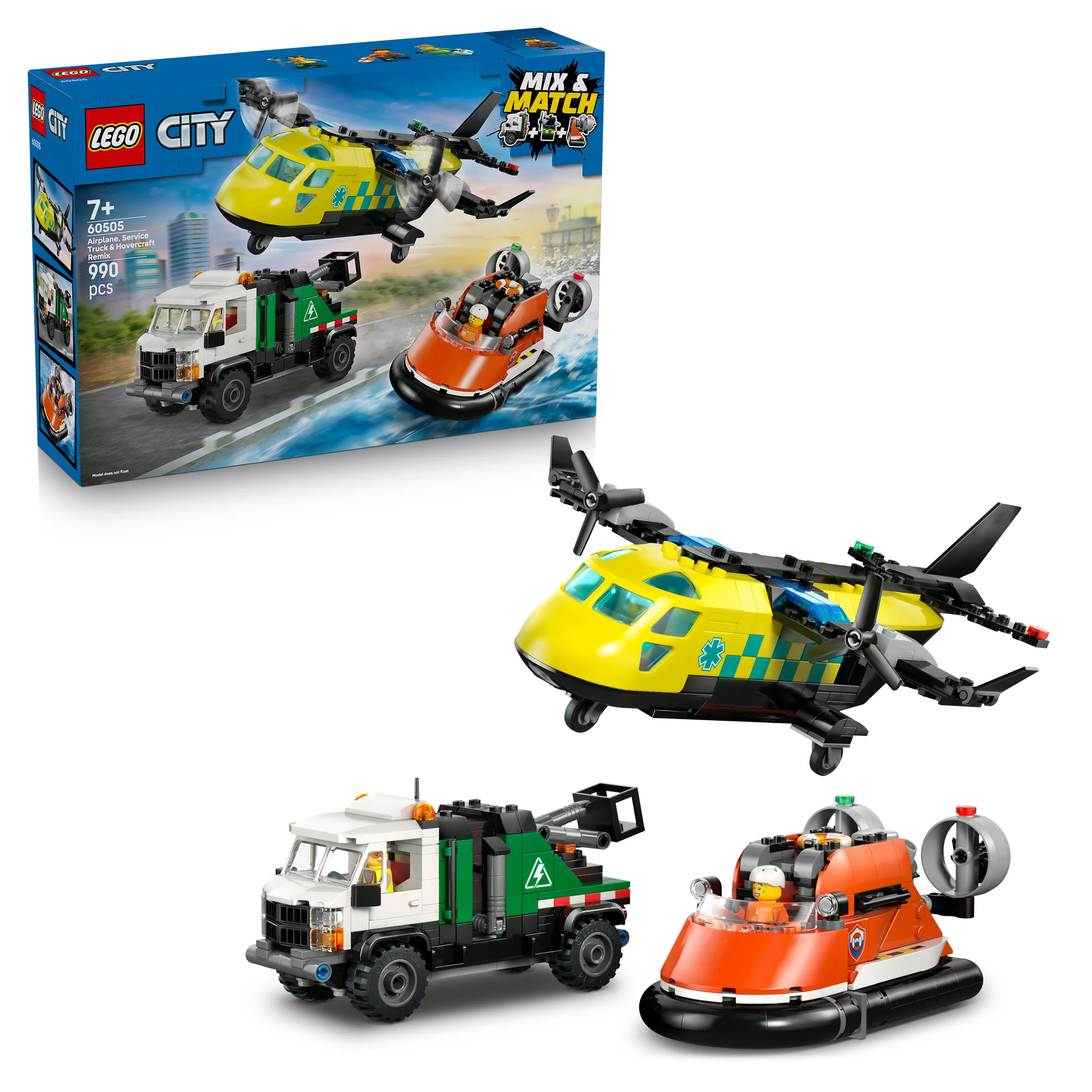 LEGO City Airplane, Maintenance Truck and Hovercraft 60505