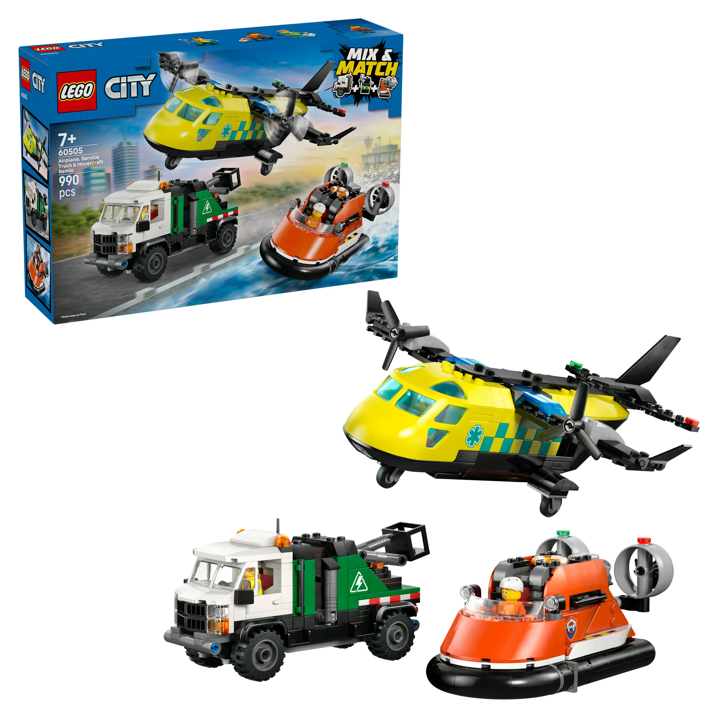LEGO City Airplane, Maintenance Truck and Hovercraft 60505