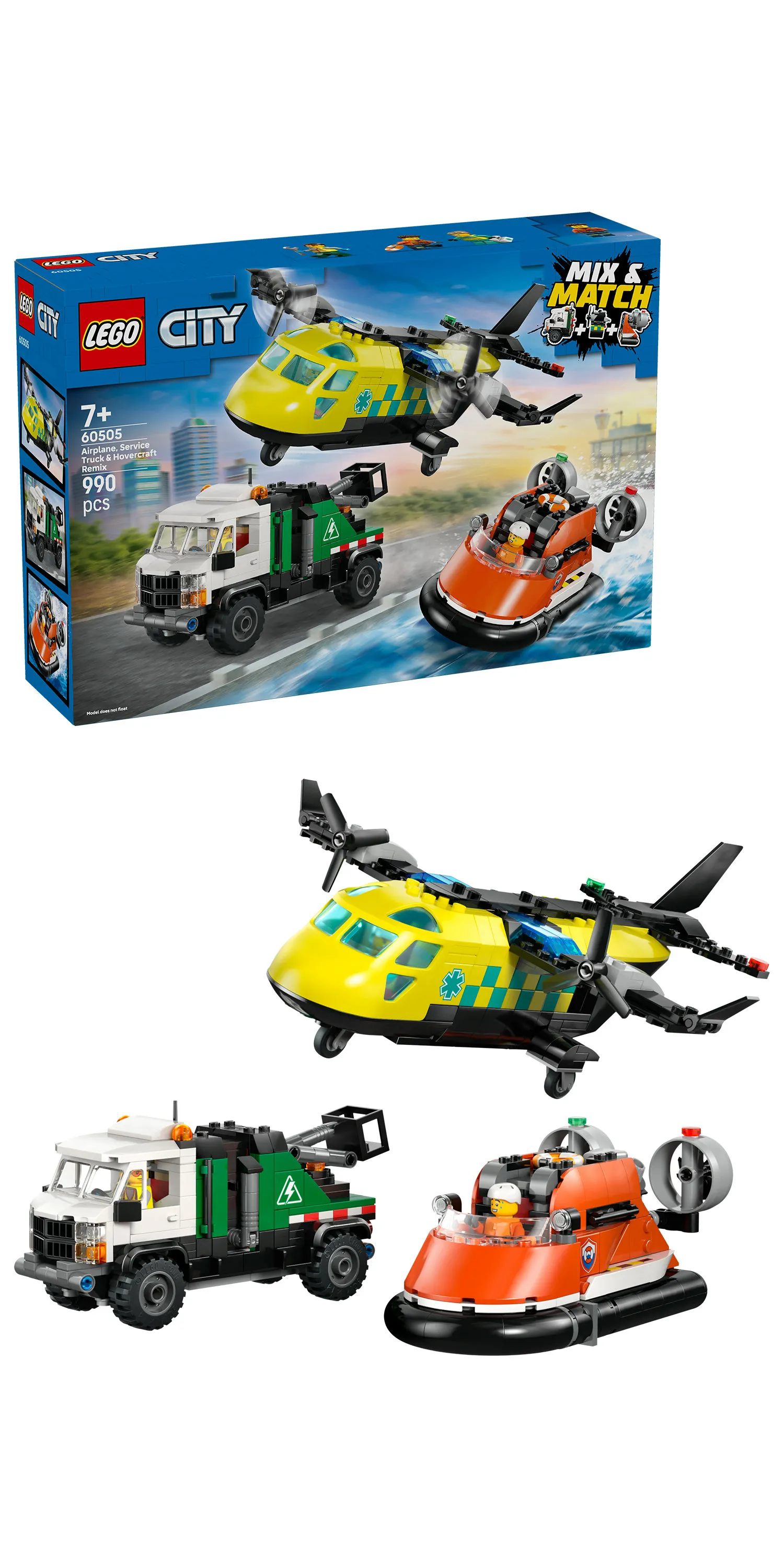 LEGO City Airplane, Maintenance Truck and Hovercraft 60505